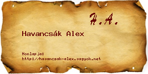 Havancsák Alex névjegykártya